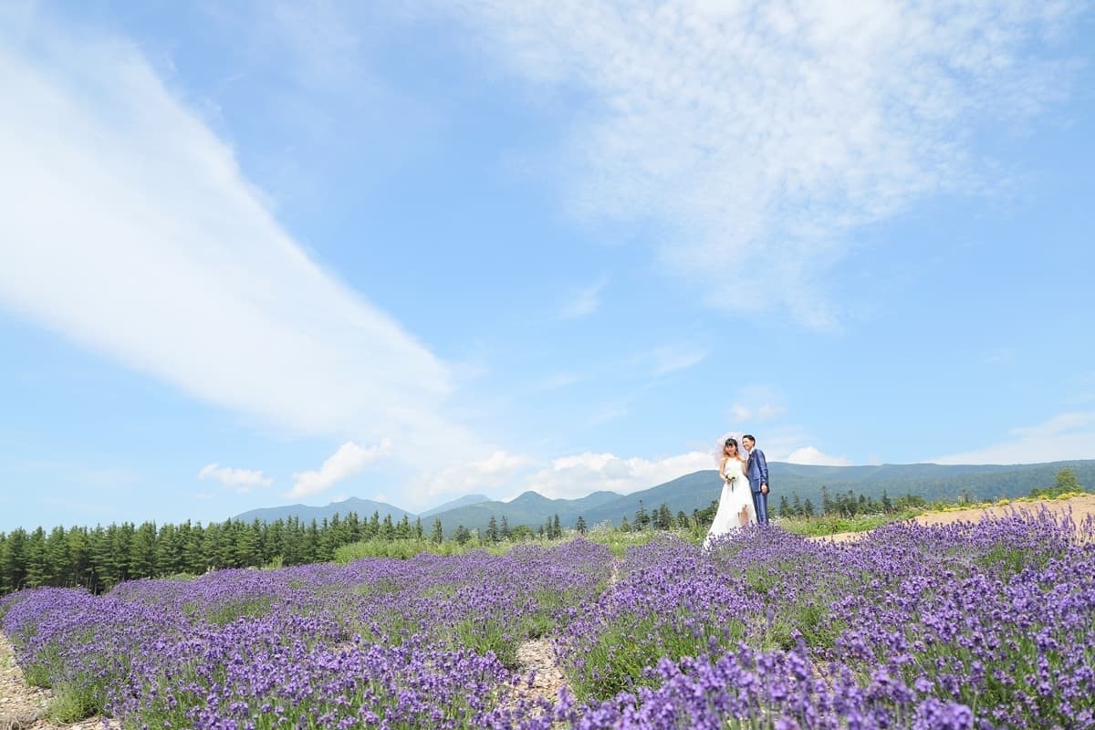 ラベンダー畑でウェディングフォト1