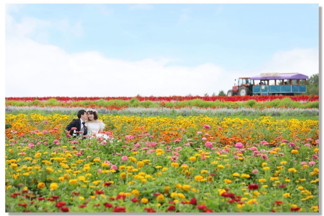 フラワーランドでウェディングフォト